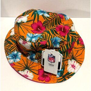 NFL Team Apparel Reversible Floral Bucket Hat One Size 100% Cotton Pink & Orange